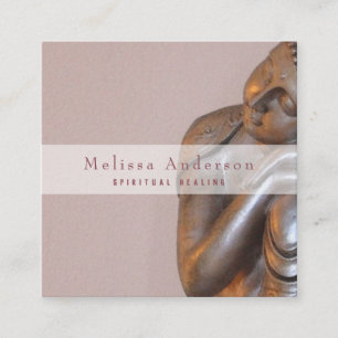 Soft Mauve Peaceful Healing Buddha Square Business Card