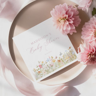 Soft Meadow Blush Script Baby Shower Napkin