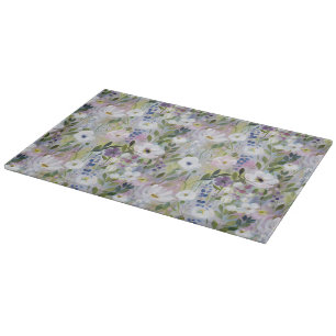 Soft Meadow Floral Watercolor Cutting Board