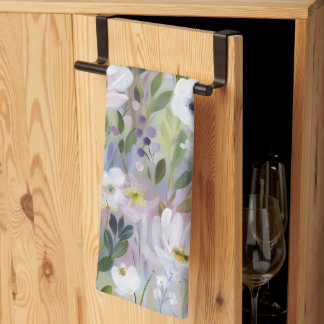 Soft Meadow Floral Watercolor Kitchen Towel