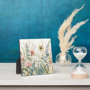 Soft Meadow Impression – Watercolor Botanical Wall Plaque