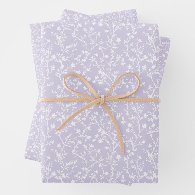 Soft Meadow Neutral - Dusty Lavender Wrapping Paper Sheet (In situ)