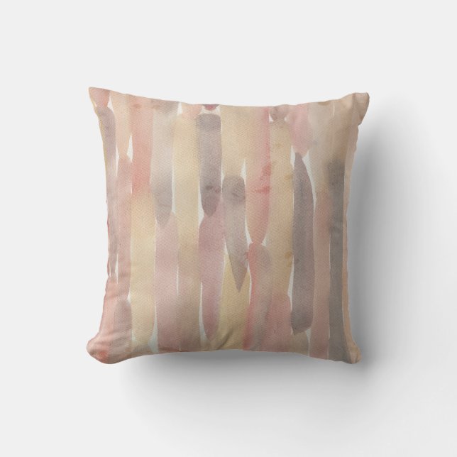 Soft Minimalist Watercolor Stripe Accent Pillow (Front)