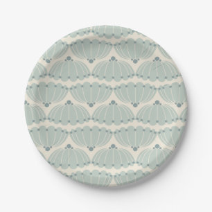 Soft Mint and Beige Scallop  Paper Plate