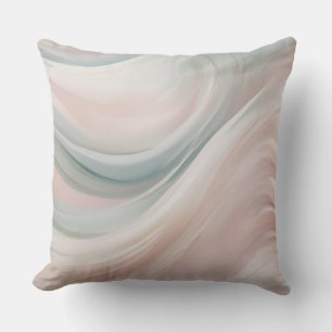 Soft Mint and Pink Coastal Waves Throw Pillow