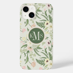 Soft Mint Green Garden Flower Pattern Case-Mate iPhone 14 Case