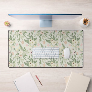 Soft Mint Green Garden Motif