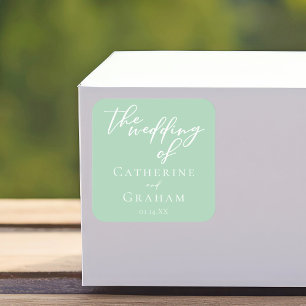 Soft Mint Green Wedding Personalized Square Sticker