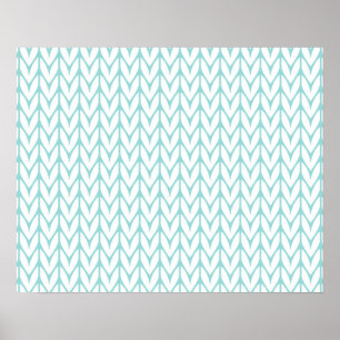 Soft Mint Yarn Chevrons Knit Pattern Customizable Poster