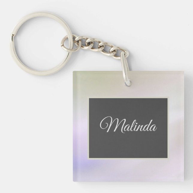 Soft Mist Customizable Name Acrylic Keychain (Front)