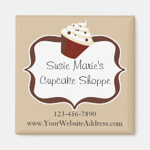 Soft Mocha Stripes Personalized Cupcake Magnet