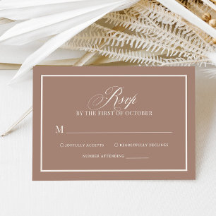 Soft Mocha Taupe Luxe Neutral Wedding RSVP Card