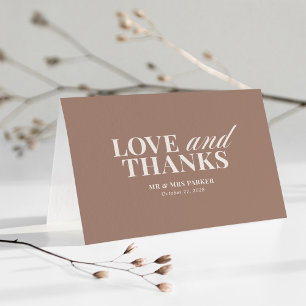 Soft Mocha Taupe Neutral Classic Luxe Wedding Thank You Card