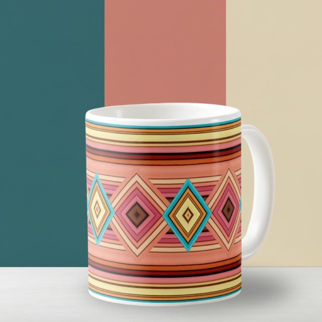 Soft Multi-Colour Diamond & Stripe Coffee Mug (Creator Uploaded)