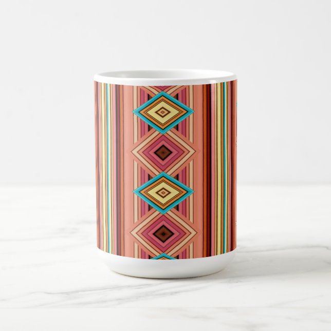 Soft Multi-Coloured Diamond & Stripes Specialty Mu Coffee Mug (Center)