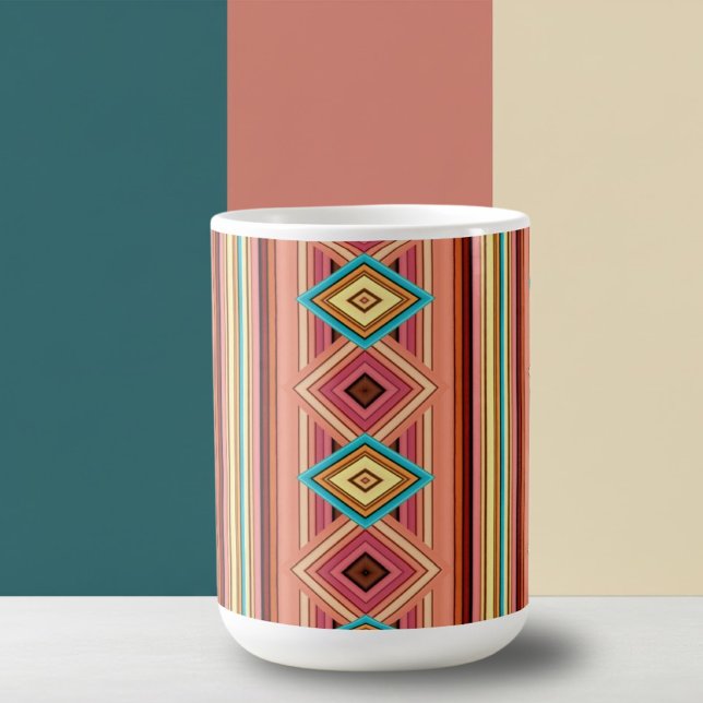 Soft Multi-Coloured Diamond & Stripes Specialty Mu Coffee Mug (Creator Uploaded)