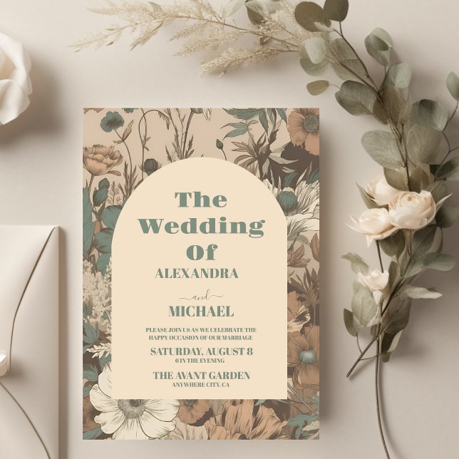 Soft muted earth tones Wildflowers Wedding Invitation (Creator Uploaded)