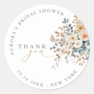 Soft Muted Earthy Tone  Bridal shower thank you Classic Round Sticker