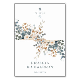 Soft Muted Earthy Tone Floral Watercolo Place Card