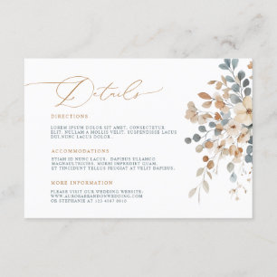 Soft Muted Earthy Tone Floral Watercolor  Details Enclosure Card