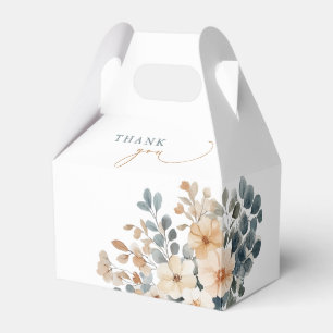Soft Muted Earthy Tone Floral Watercolor Wedding Favor Box