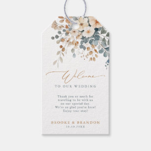 Soft Muted Earthy Tone Floral Watercolor Wedding Gift Tags