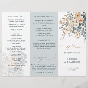 Soft Muted Tone Floral Wedding Programme