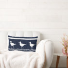 soft navy Sand Pipers on white PILLOW