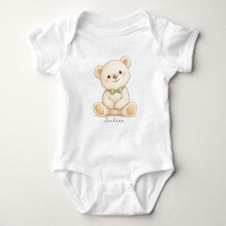 Soft Neutral Bear Baby Keepsake Bodysuit