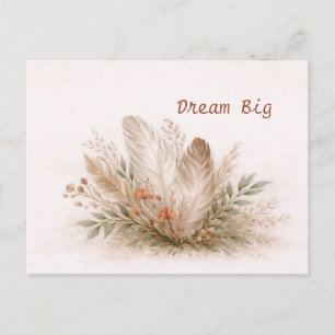 Soft Neutral Boho Feather Botanical Watercolor  Postcard