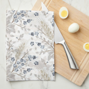 Soft Neutral Boho Floral Botanical Spring Pattern Kitchen Towel