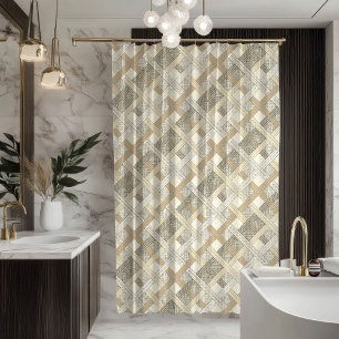Soft Neutral Curtain Modern Geometric Bathroom