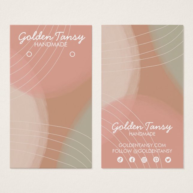 Soft Neutral Earring Necklace Jewelry Display Card (Front & Back)