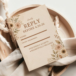Soft Neutral Floral RSVP Card