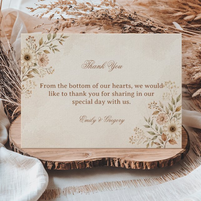 Soft Neutral Floral Thank You Card (Creator Uploaded)