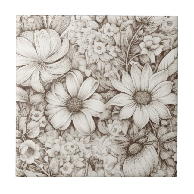 Soft Neutral Floral with Classic Botanical Tile (Front)