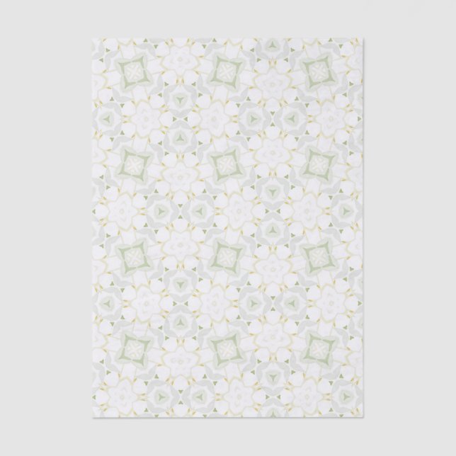 Soft Neutral Geometric Floral Tissue Paper (Front)