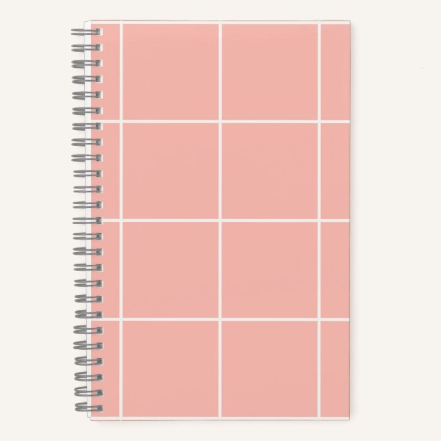 Soft Neutral Grid Pattern Minimal Check Design Notebook (Front)