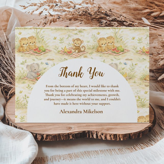Soft Neutral Jungle Wild One First Birthday Thank You Card (Creator Uploaded)
