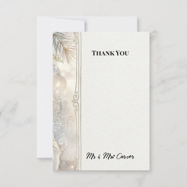 Soft Neutral Palm Wedding Thank You Card (Front)