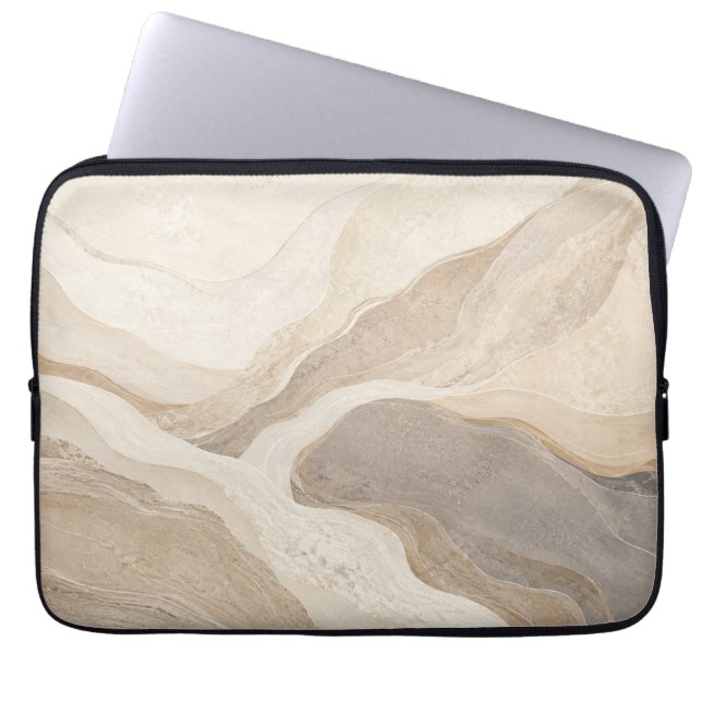Soft Neutral Stone Luxury Laptop Sleeve (Front)