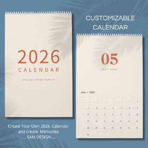 Soft Neutral Tones Minimalist Design Calendar
