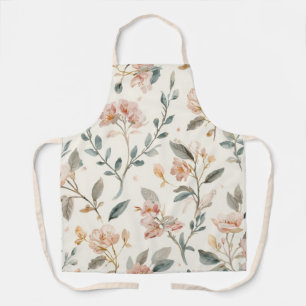 Soft Neutral Wildflower Sage Watercolor Botanical Apron