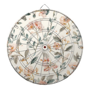 Soft Neutral Wildflower Sage Watercolor Botanical Dartboard