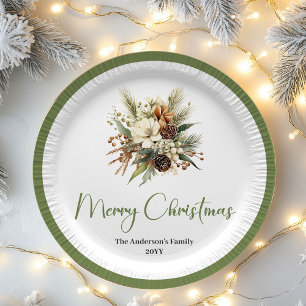 Soft Nordic Christmas Personalized Family Party  Paper Plate