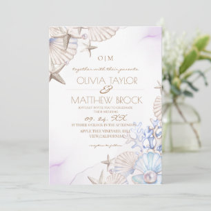 Soft Ocean Beach Wedding Invitation