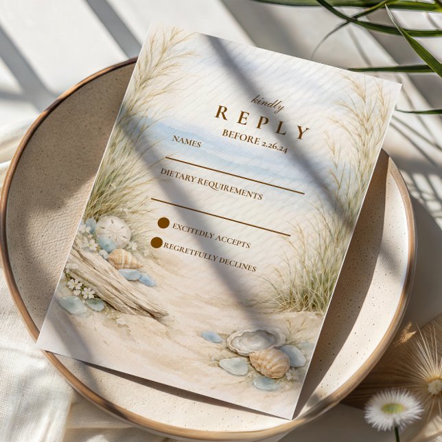 Soft Ocean Breeze Wedding RSVP Card (Creator Uploaded)
