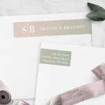 Soft Ombre Green & Light Pink Wedding Monogrammed Wrap Around Label<br><div class="desc">Soft Ombre Green & Light Pink Wedding Monogrammed Return Address Wrap Around Labels. This modern wedding or any event address label design is simple and minimal with a fading background colour and trendy fonts. Shown in the new Wedding Colour Palette. Also features a simple monogram on the right. The Chic...</div>
