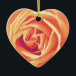 Soft orange rose print ceramic ornament<br><div class="desc">Soft,  creamsicle orange rose in a shaded,  textured image derived from a photograph,  altered and enhanced</div>