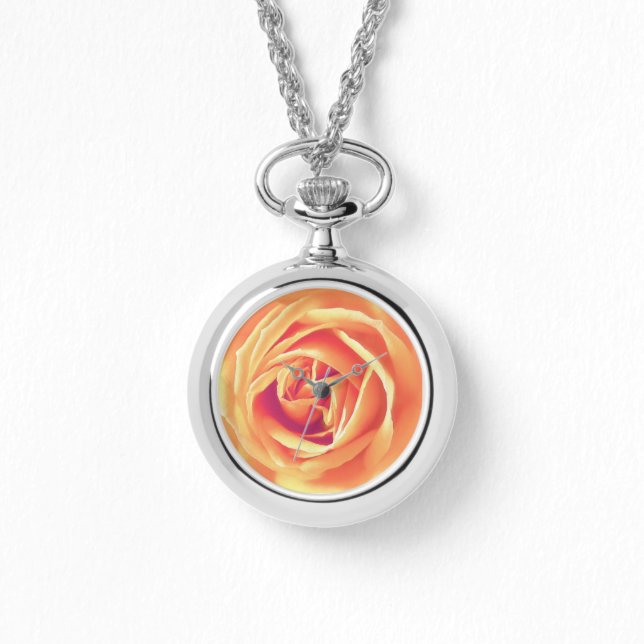 Soft orange rose print watch (Front)